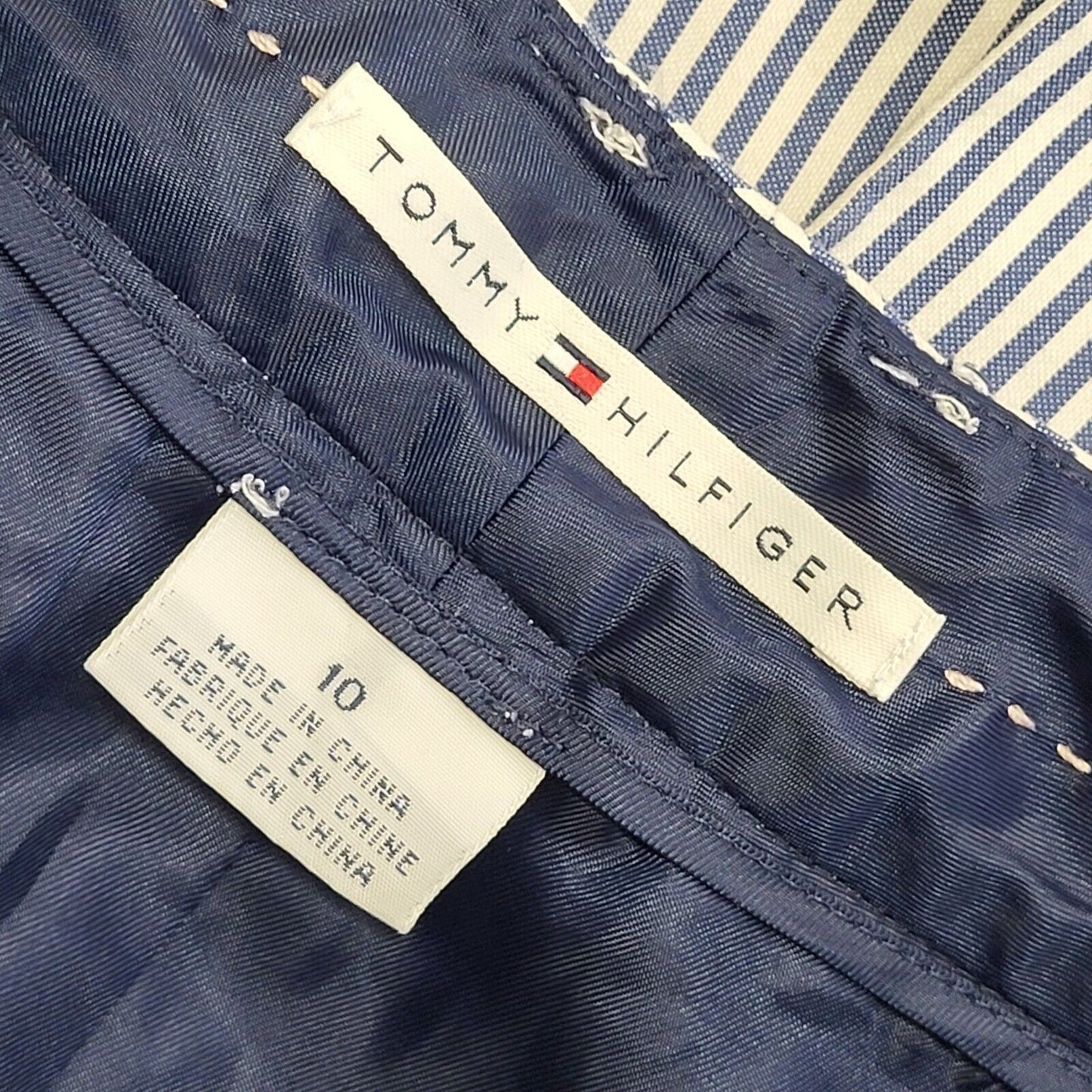 Tommy Hilfiger Blue & White Striped Skirt Y2K Womens UK Size 14 (usa 10) W32