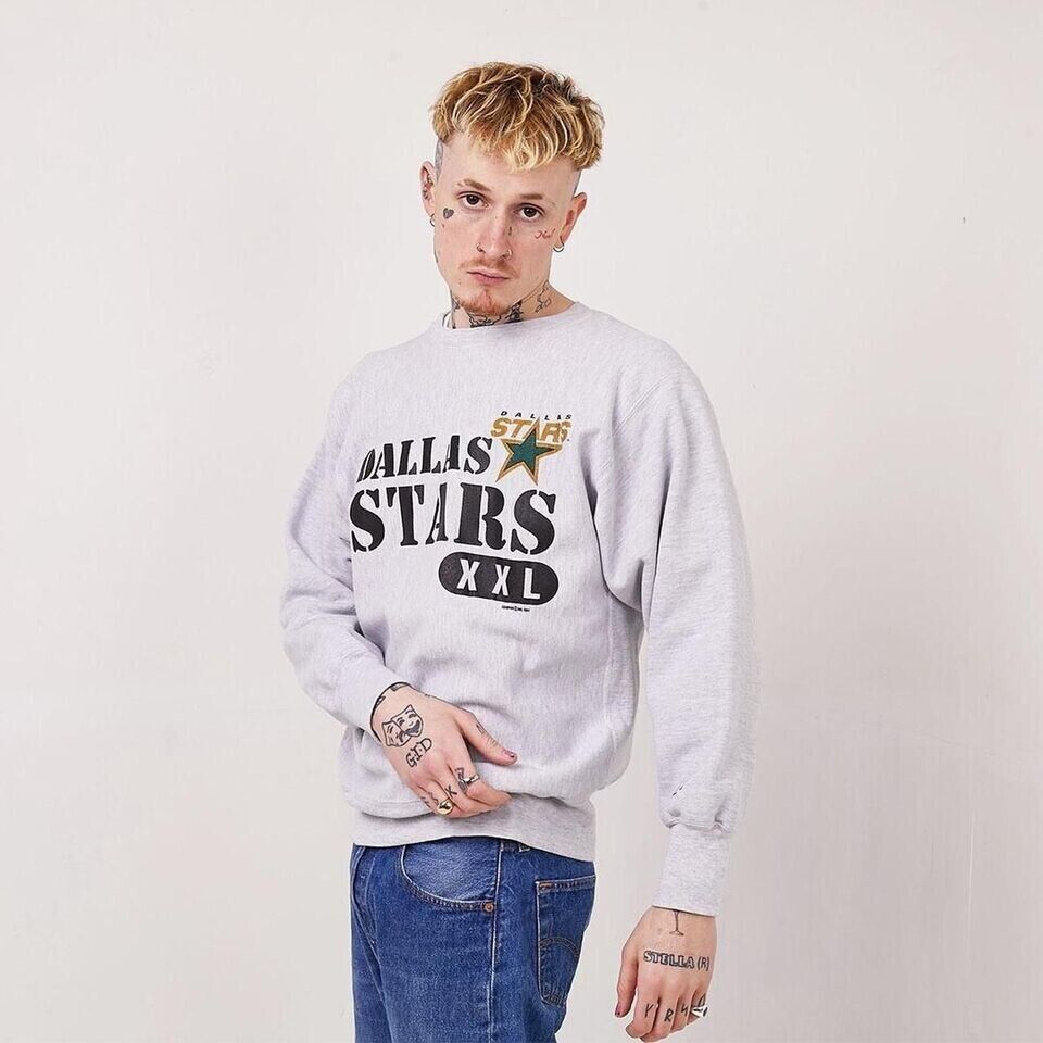 Champion Dallas Stars Reverse Weave Grey Vintage 90s Sweatshirt Uk Men's L