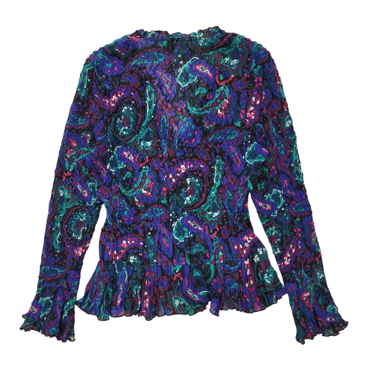 East Y2K Purple, Green & Blue Retro Abstract Tie Front Blouse Women's Size 14