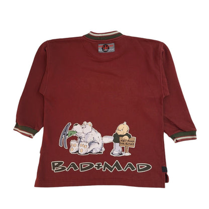 Bad Mad Vintage 90's 3/4 Sleeve Red Jumper UK Men's Size Small