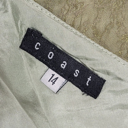 Coast Vintage 80's Green Strap A-Line Midi Dress Womens Uk 14