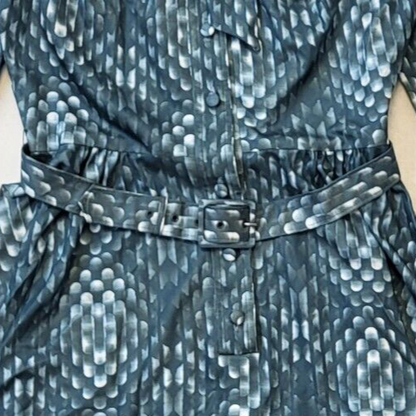 Carnegie 70s Vintage Green Collared Belted A-Line Dress Women's Size 10