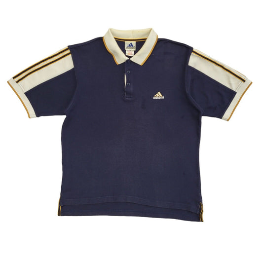Adidas Vintage 90's Navy Blue Short Sleeve Polo Top Uk Men's Size L