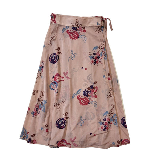 70s Vintage Pink Floral Wrap Skirt Women's Size 10 W28 Eu 38