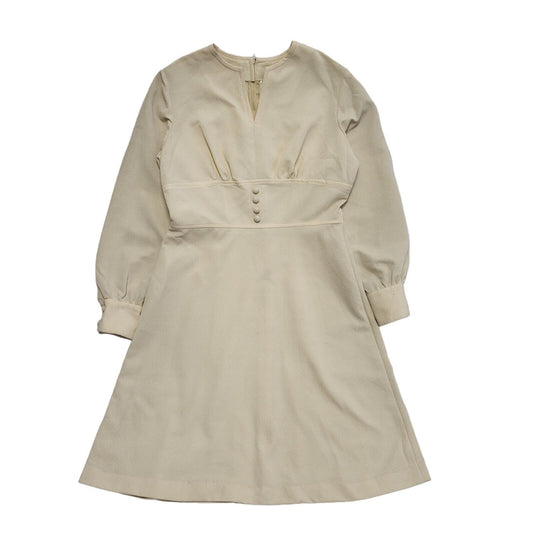 70s Vintage Devonshire Lady Cream Long Sleeved Fit t& Flare Dress Women's 16