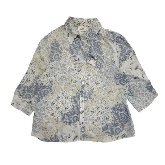 Belle Surprise Y2k Blue 3/4 Sleeve Floral Blouse Uk Women's size 18