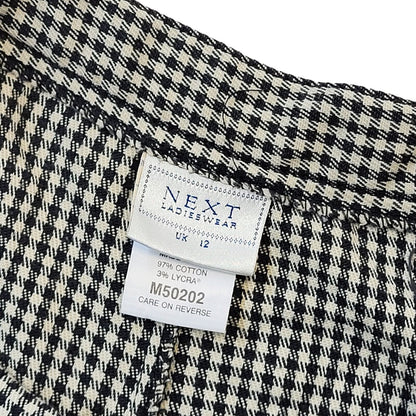 Next 90s Black & White Gingham Tapered Trousers Womens UK12 W26 L27