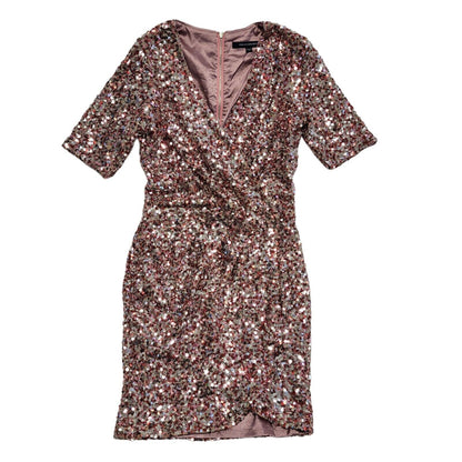 French Connection Y2K Pink Sequin Evening Dress Womens Uk Size 8