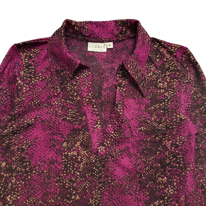 Hennes 90s Vintage Purple Long Sleeve Blouse Uk Women's Size Medium