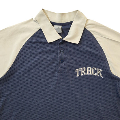 Nike Y2K Blue & Grey Mesh Short Sleeve Polo Shirt Men's Size Medium