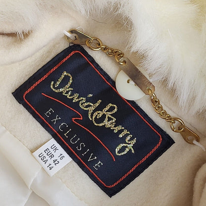 David Barry Vintage 90's Cream Faux Fur Coat UK Women's Size 16