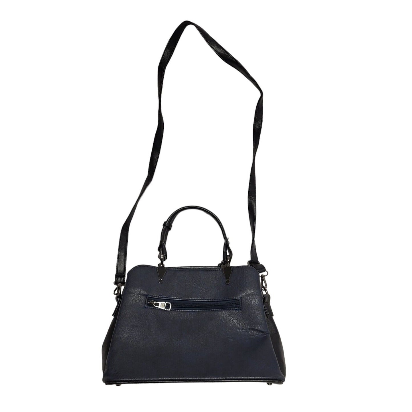 Denise Vintage Black Blue Leather Hand Bag / Shoulder Bag Uk Women's 8.5" x 11"