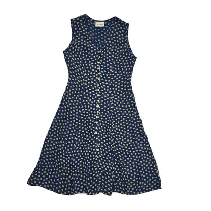 Principles Vintage 80s Blue Polka Sleeveless Dress Uk Women's Size 10