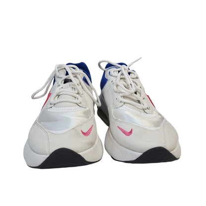 Nike White & Blue Lace-up Sports Casual Trainers Uk Women's Size 4.5