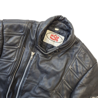MQP 90s Vintage Black Zip Up Leather Jacket Men's Size L