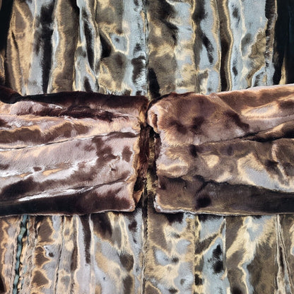 Next 90s Vintage Brown Faux Fur Button High Neck Coat Uk Women's 12