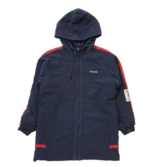 Reebok Classic 90s Navy Blue & Red Zip Up Hooded Jacket Youth Size XL