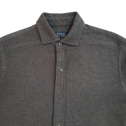 Polo Ralph Lauren Y2k Grey Long Sleeve Shirt Uk Men's Size Small
