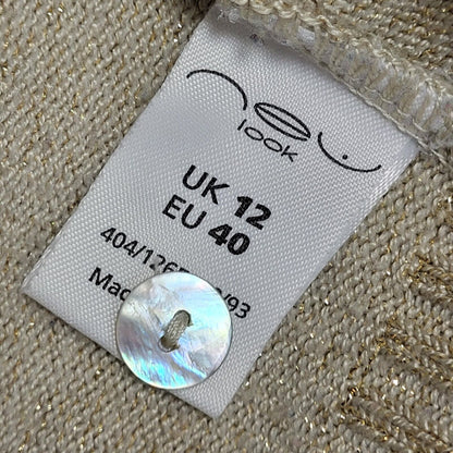 New Look Y2K Gold Glitter Short Sleeve Cropped Cardigan Womens UK 12