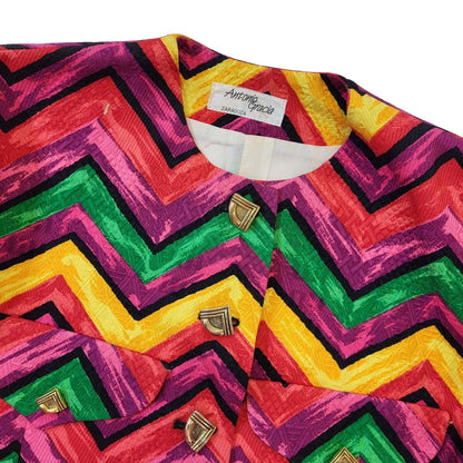 Antonio Gracia 80s Vintage Geometric Button Up Women's Jacket Size 12