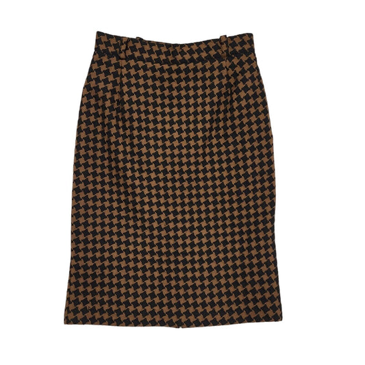 Whimsy Vintage 80's Brown & Black Houndstooth Straight Skirt Women's UK 14 W28