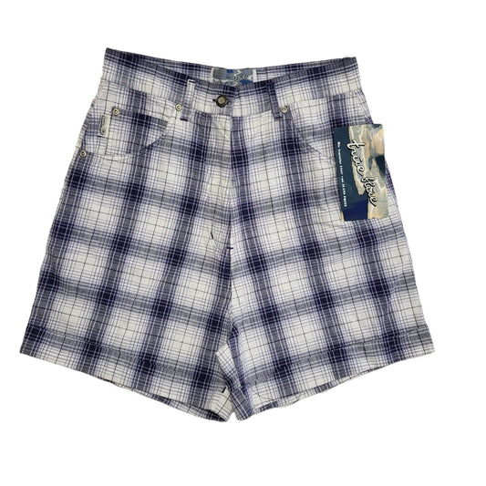 True Blue Vintage 90s Blue White Check Shorts Uk Women's Size Large