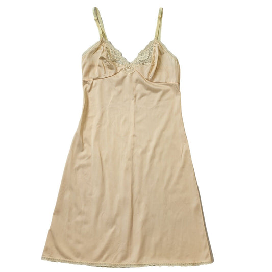 70s Vintage Cream Sleeveless Under Dress Women's Size 12 Eu 40