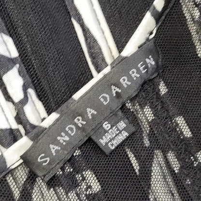 Sandra Darren Vintage 90s Black White Dress Uk Women's Size 6 W24-26