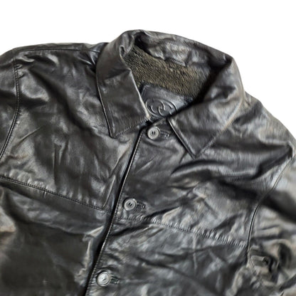 Ciro Citerio Vintage 90's Black Button Leather Coat UK Men's Size Large