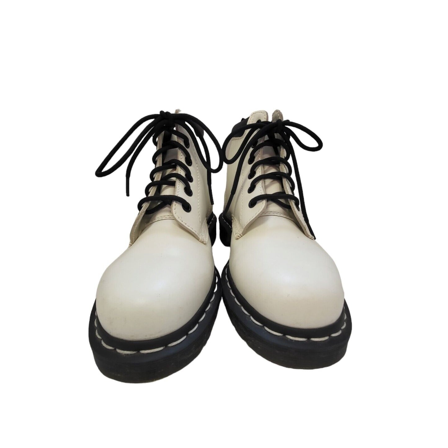 Dr Martens 1460 Smooth Leather White & Black Lined Boots Uk Women's Size 5