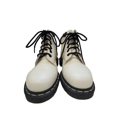 Dr Martens 1460 Smooth Leather White & Black Lined Boots Uk Women's Size 5