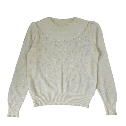 Vintage 80s Cream Roll Neck Long Sleeve Knitted Jumper Uk Women's Size 8/10