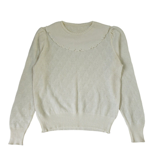 Vintage 80s Cream Roll Neck Long Sleeve Knitted Jumper Uk Women's Size 8/10