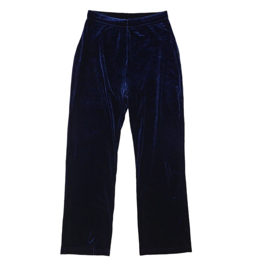 Essence Vintage 90's Dark Blue Straight Velvet Trousers Uk Women's 12 W30 L28