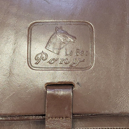 Le Sac Pony Vintage Brown Leather Cross Body Saddle  Bag Uk Women's 10" x 8.5"