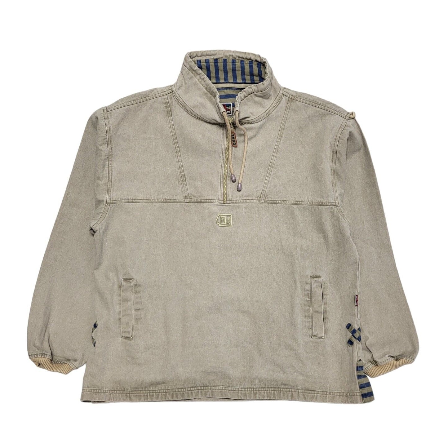 Deal Vintage 90's Beige 1/4 Zip Sweatshirt Uk Men's Size XXL