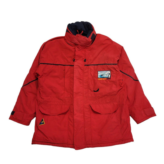 Saga Ruby 2008 Expedition Red Zipped Hooded Jacket Uk Men's Size Small