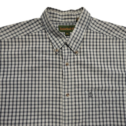 Timberland Vintage 90's Grey & Blue Checked Long Sleeve Shirt Mens UK XL