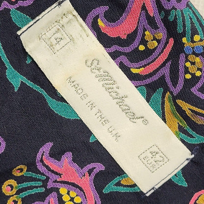 St Michael 70s Vintage ONavy Purple Peplum Buttoned Long Sleeve Dress Women's 14