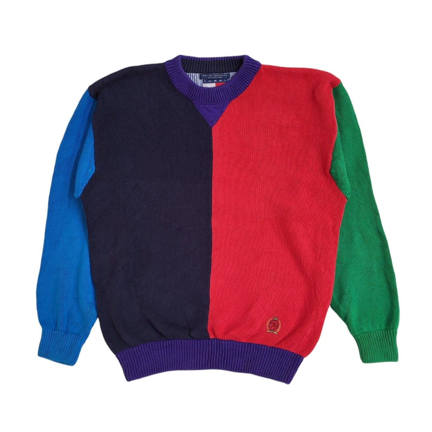 Tommy Hilfiger Vintage Y2k Blue & Red Jumper UK Men's Size Medium
