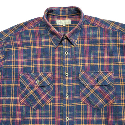 Marks & Spencer Vintage 90's Blue Pink Check Long Sleeve Shirt Men's UK L