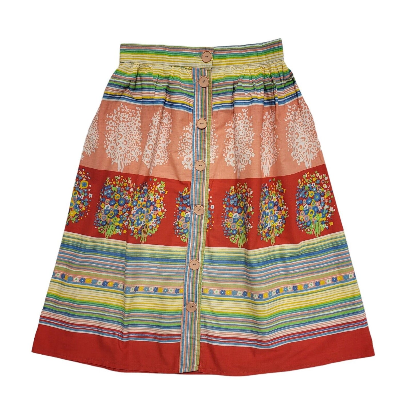 Dorothy Perkins Vintage 80's Multicoloured  Floral Button Skirt Womens UK 10