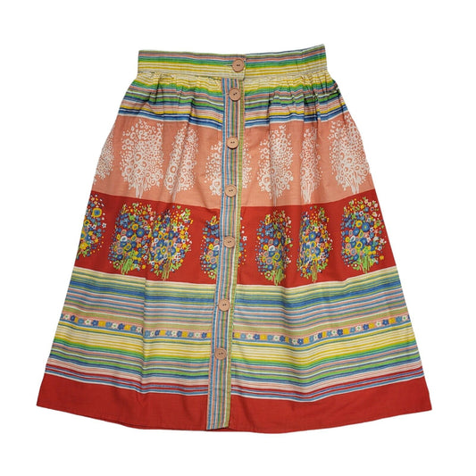 Dorothy Perkins Vintage 80's Multicoloured  Floral Button Skirt Womens UK 10