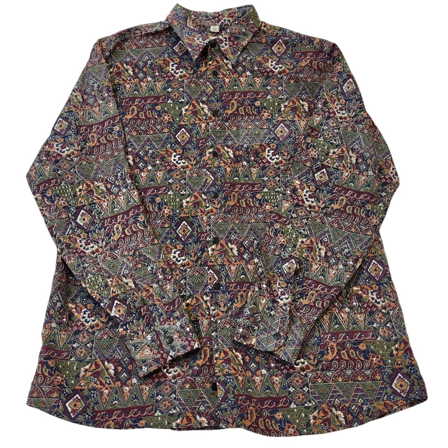 Angelo Litrico 90s Vintage Retro Abstract Long Sleeve Shirt Mens Size Medium.