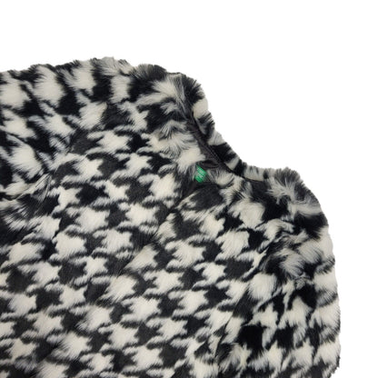 United Colors Of Benetton Black & White Faux Fur Jacket Uk Girl's Age 2