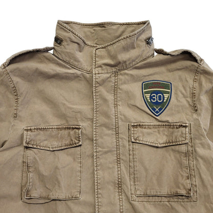 Express Vintage 90s Brown Zip & Snap Military Jacket Uk Men's Size Extra Large