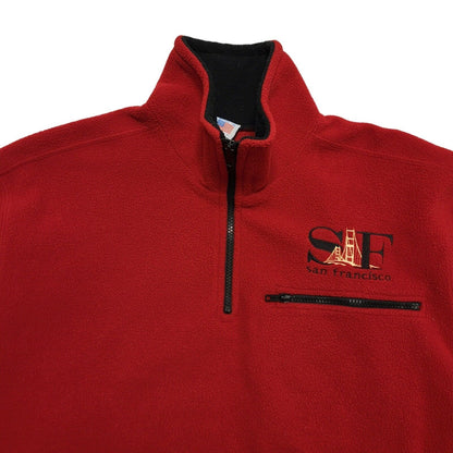 San Francisco Vintage 80's Red 1/4 Zip Fleece Sweatshirt Womens UK M