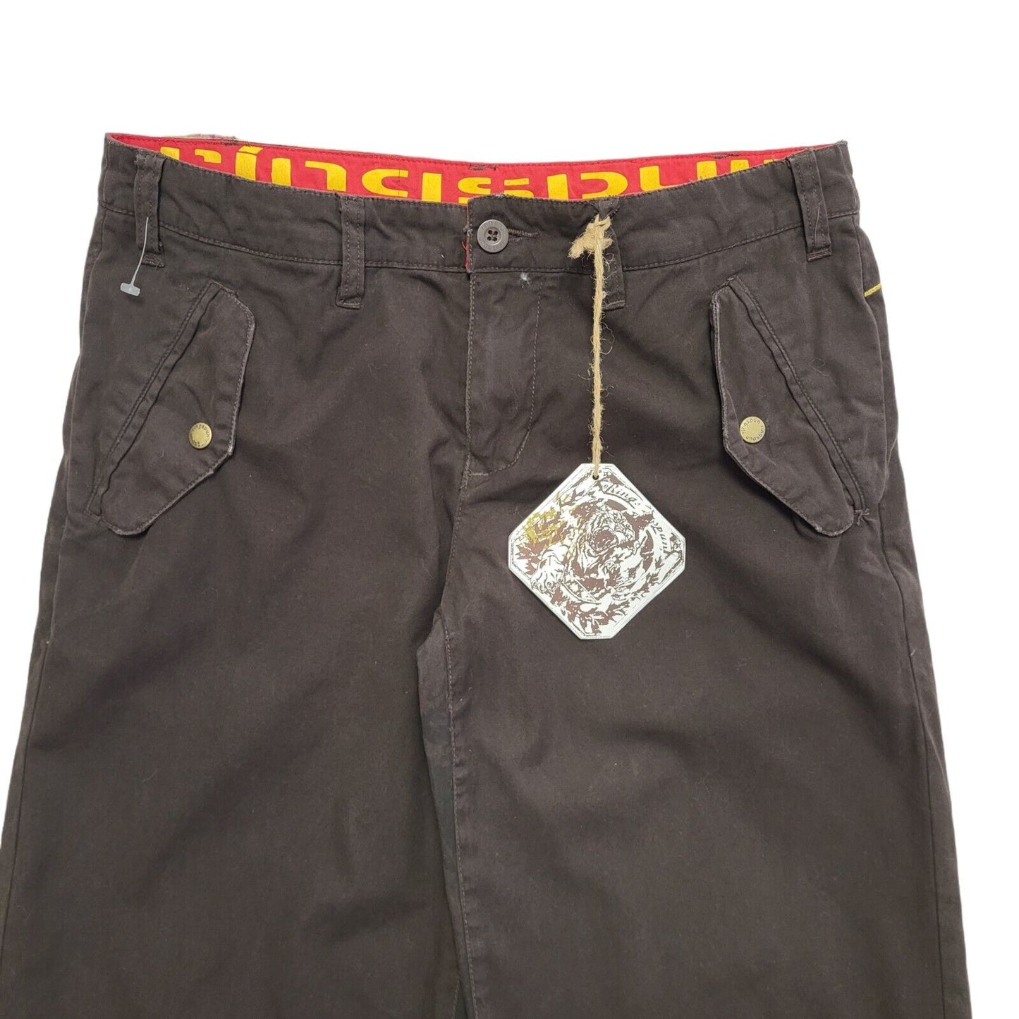 Ring Spun Vintage 90's Brown Tapered Trousers Uk Women's 12 W30 Bnwt L31