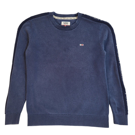 Tommy Hilfiger Navy Blue Y2k Crew Neck Jumper Uk Men's Size Medium