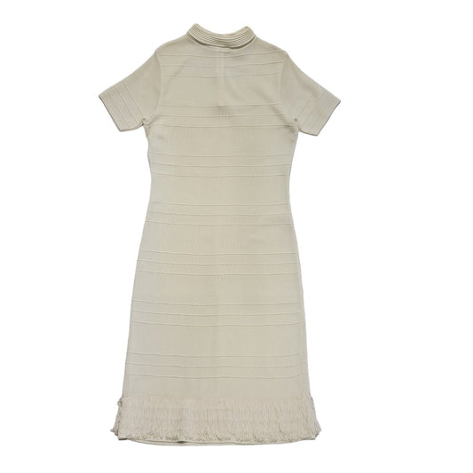 Ben-Mac Vintage 80s Cream 1/4 Zip Tassled T- Shirt Dress  Womens UK Size 14
